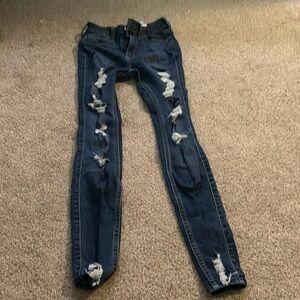 blue skinny ripped jeans